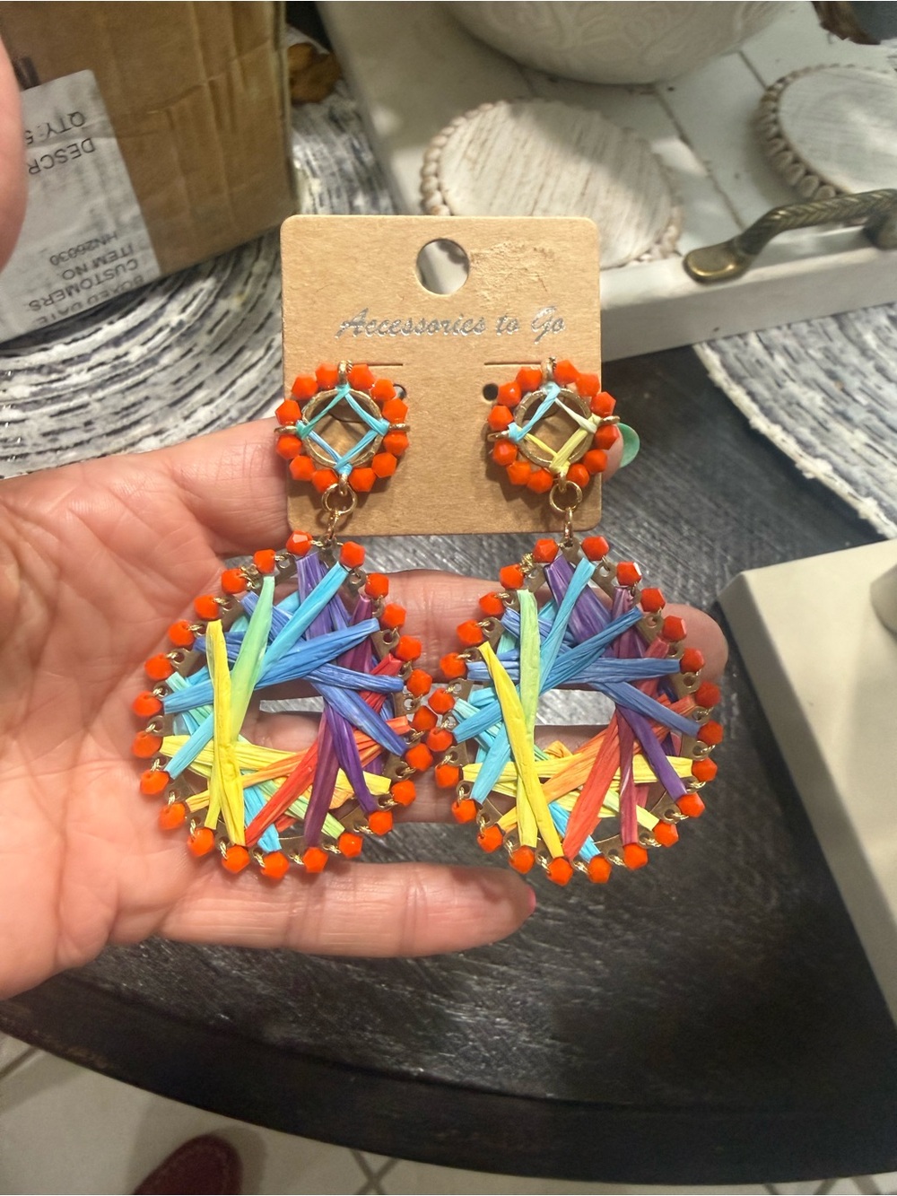 Multicolor Braided Hoop Earrings - Orange Accents
